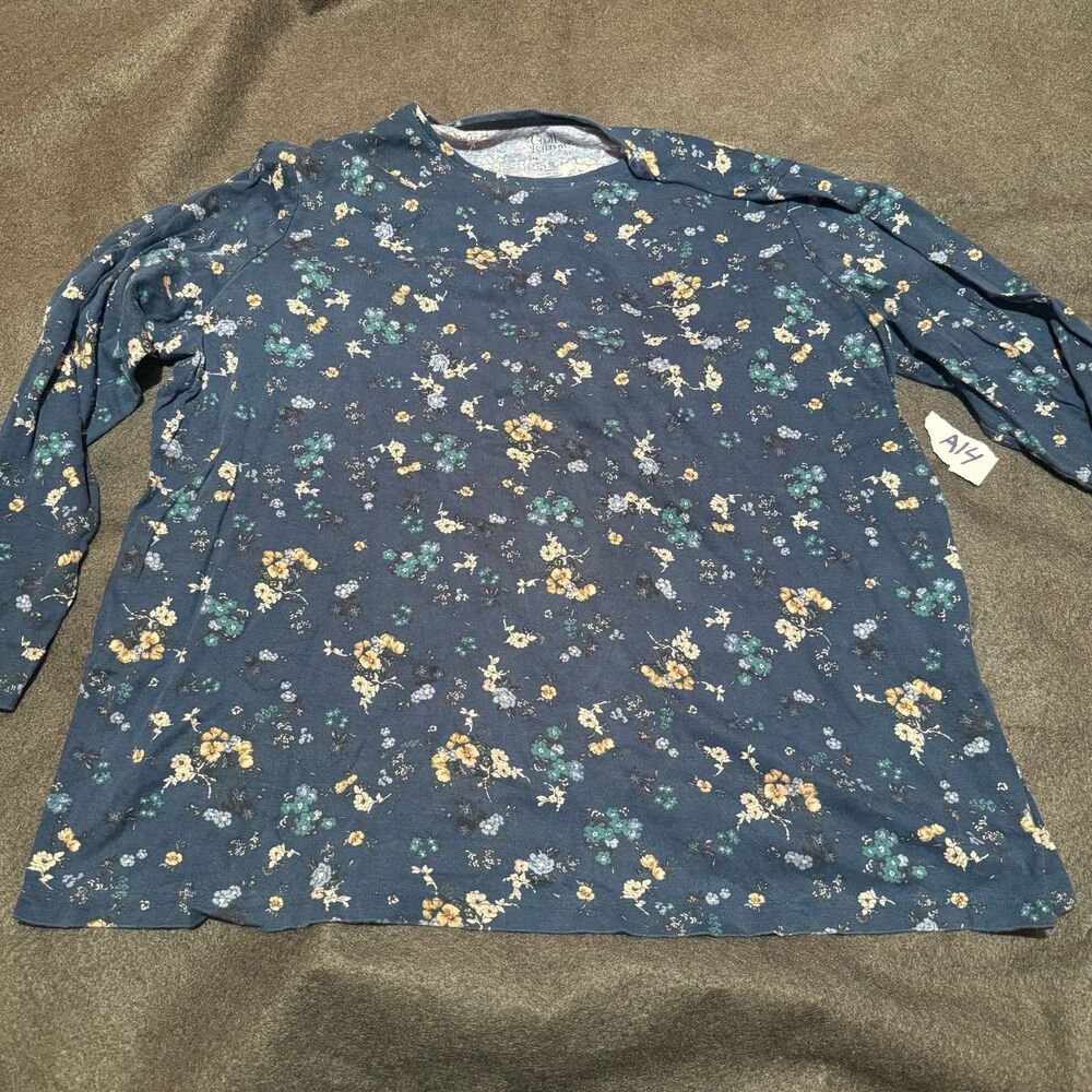 Croft & Barrow Womens Shirt Plus 3X Triple Extra Large Green Floral Top